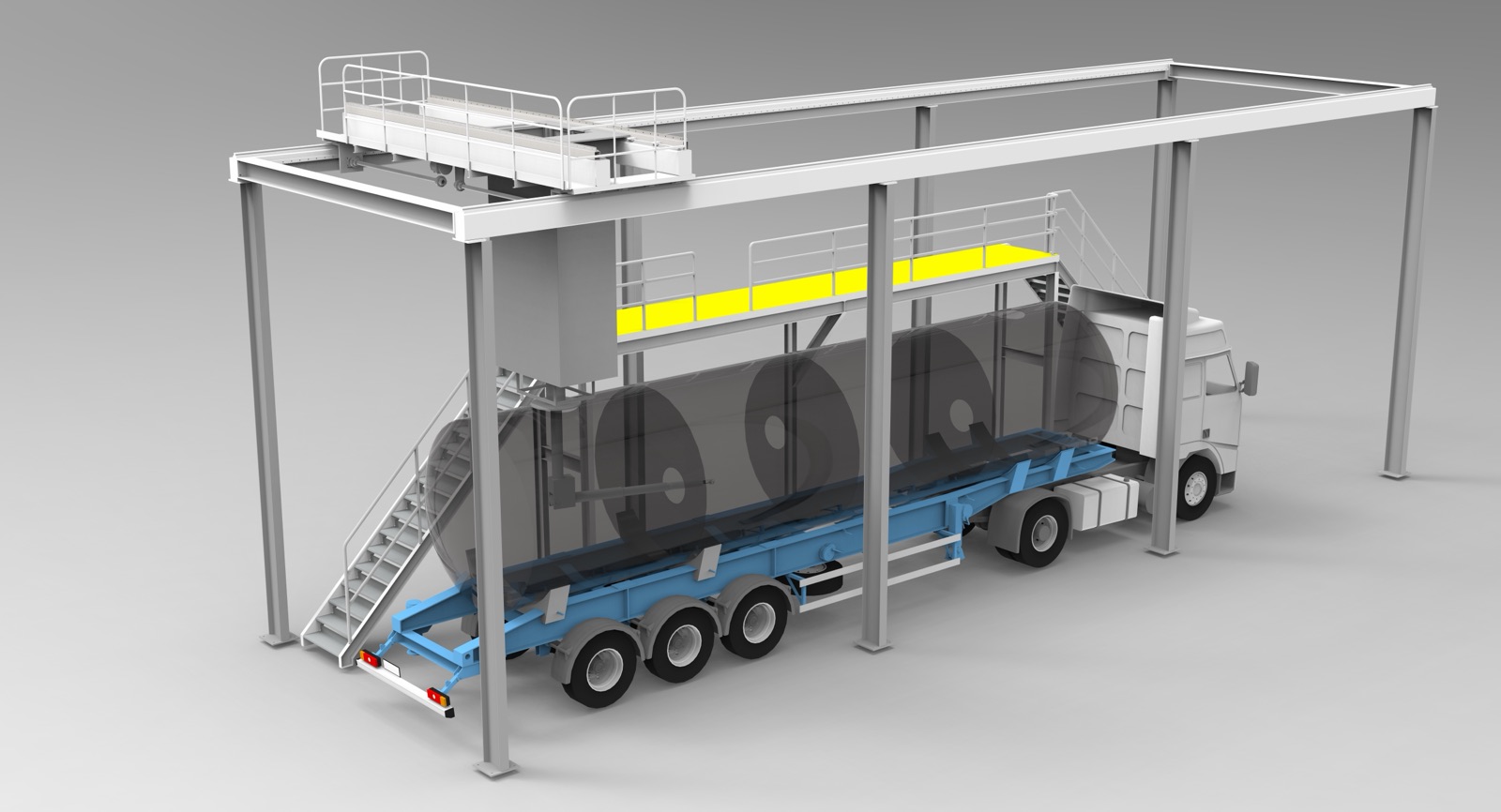 Supplied 3D reference image of an automated tank-cleaning station